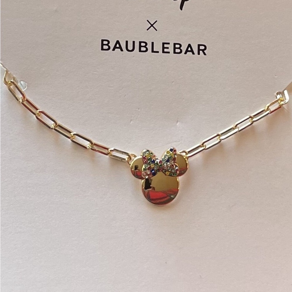 BaubleBar Gold Necklace with Multicolor Bow Pendant